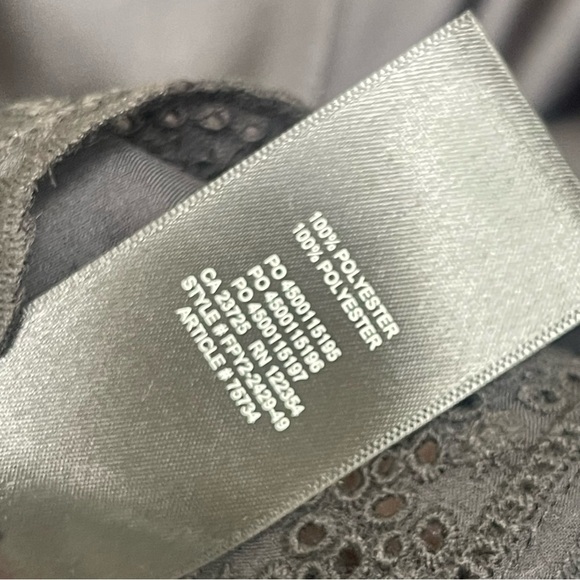 Sunday Best | Aritzia | May Day Black Satin Square Neck Ruffle Eyelet Crop Top - Picture 7 of 9